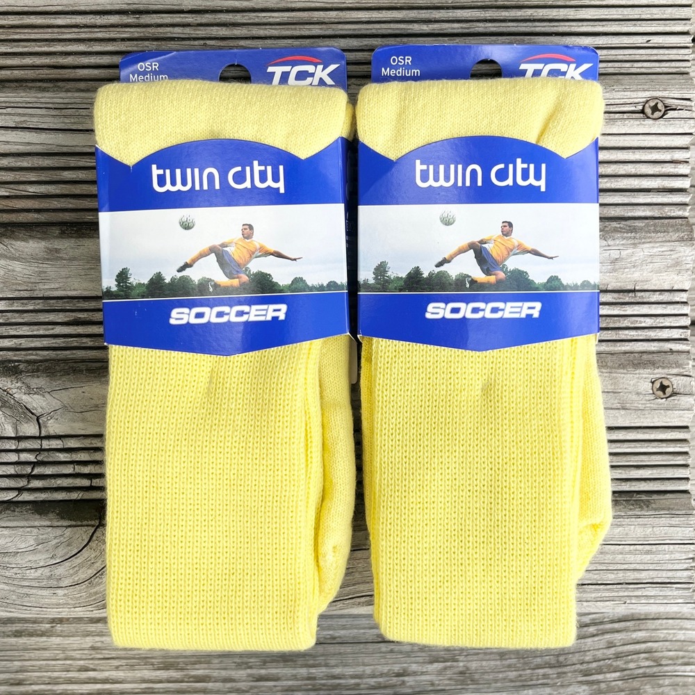 TCK Soccer Tube Socks Lot of 2 Pair Yellow OSR Unisex‎ Medium